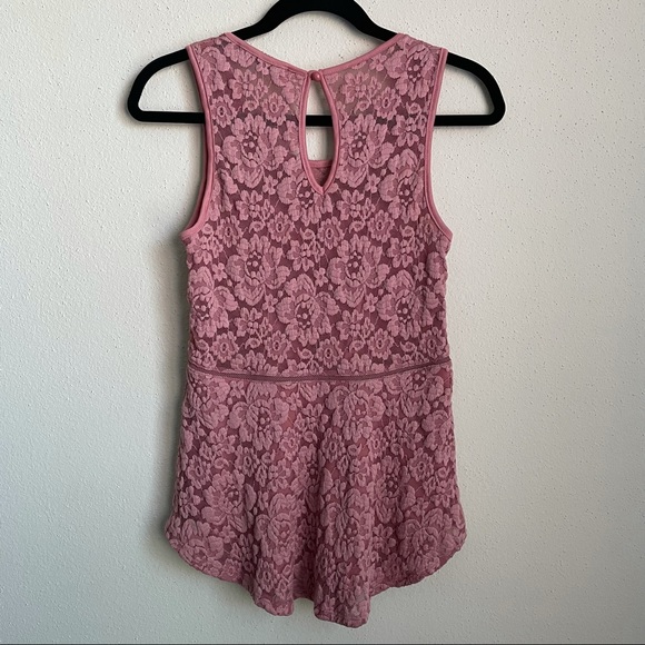 BKE Boutique Pink Lace Peplum Tank Top - Picture 6 of 9